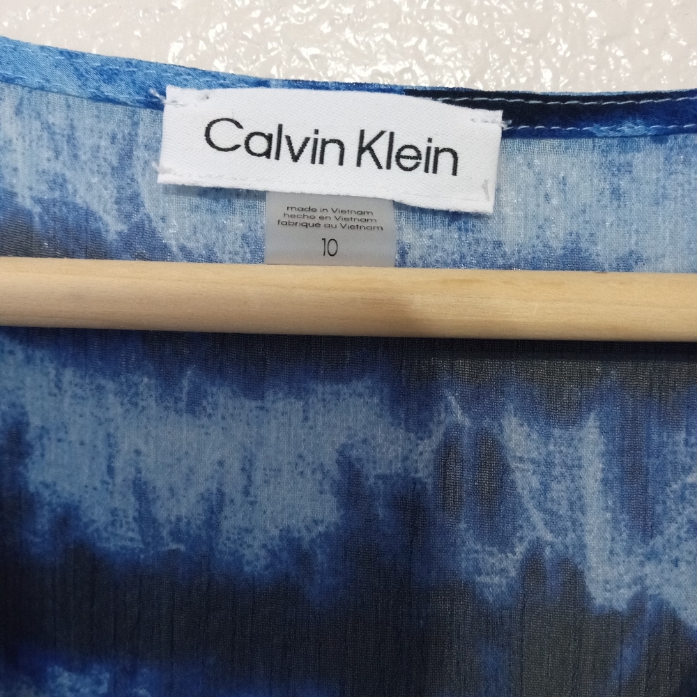 Calvin Klein NWOT v-neck Tie Dye Surplice Fully Lined Faux Wrap Dress Size 10 - Picture 5 of 9